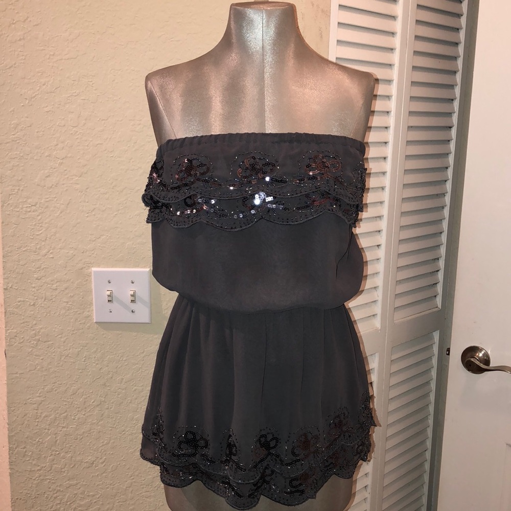 Forever 21 Sequin Strapless Top W/Sequins - SZ L